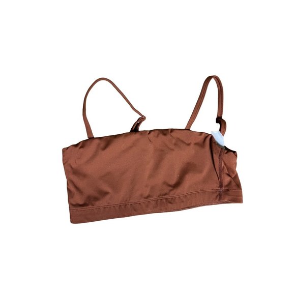 Ajoxx Womens Rust Brown Small Bandeau Sports Bras Bralette Adjustable Straps - Picture 3 of 3